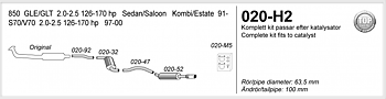 2,5" sportavgassystem 850, S70, V70 GLE/GLT, halvsats