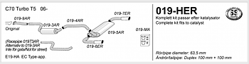2,5" sportavgassystem C70 06 - 15 T5,  halvsats