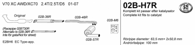 2,5"" sportavgassystem XC70, V70XC 01-07 2.4T/ 2.5T/ D5, AWD, Halvsats, Rostfritt