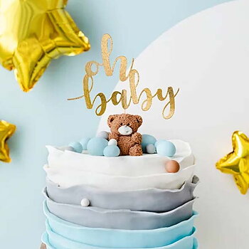 Cake topper "Oh baby" - Guld