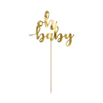 Cake topper "Oh baby" - Guld -1