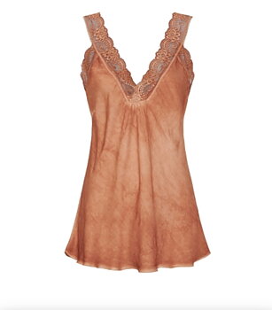 Linne med Spets Terracotta