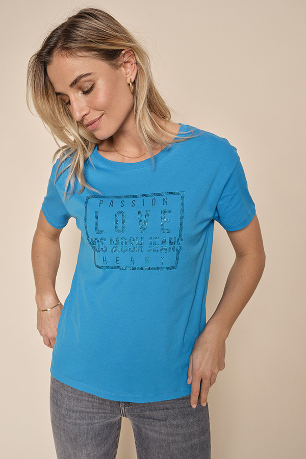 Mos Mosh - MMCiara O-SS Glam Tee  Blue Aster - 4