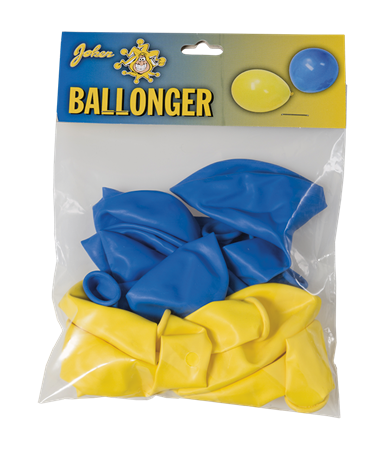 BALLONGER 12" GUL/BLÅ 10-P  - 2