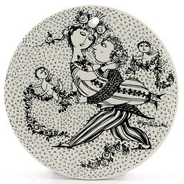 Björn Wiinblad (1970s) Round March Wall Plaque with Graphic People Decor 15 cm