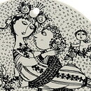 Björn Wiinblad (1970s) Round March Wall Plaque with Graphic People Decor 15 cm