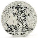 ビョルン・ヴィンブラッド 4月  陶板 Wall Plaque   人々の絵柄   1970年代 15cm