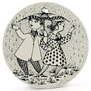 Björn Wiinblad (1970s) Round April Wall Plaque with Graphic People Decor 15 cm