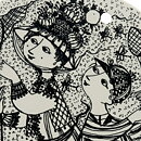 ビョルン・ヴィンブラッド 8月  陶板 Wall Plaque   人々の絵柄   1970年代