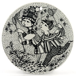 Björn Wiinblad (1970s) Round August Wall Plaque with Graphic People Decor 15 cm
