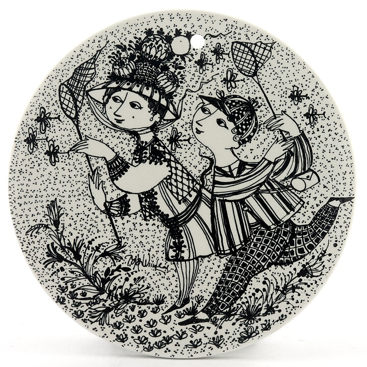 ビョルン・ヴィンブラッド 8月  陶板 Wall Plaque   人々の絵柄   1970年代