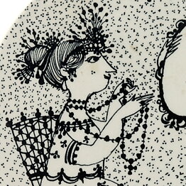 Björn Wiinblad (1970s) Round September Wall Plaque with Graphic People Decor 15 cm