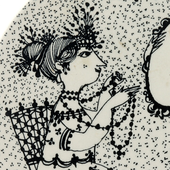 ビョルン・ヴィンブラッド 9月  陶板 Wall Plaque   人々の絵柄   1970年代 15cm