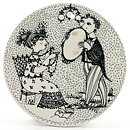 Björn Wiinblad (1970s) Round September Wall Plaque with Graphic People Decor 15 cm