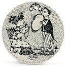 ビョルン・ヴィンブラッド 9月  陶板 Wall Plaque   人々の絵柄   1970年代 15cm