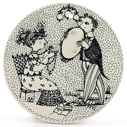 Björn Wiinblad (1970s) Round September Wall Plaque with Graphic People Decor 15 cm