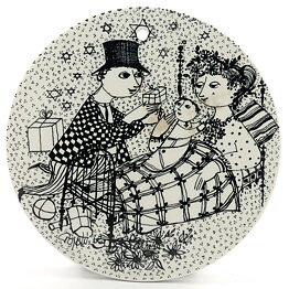 ビョルン・ヴィンブラッド 12月  陶板 Wall Plaque   人々の絵柄   1970年代