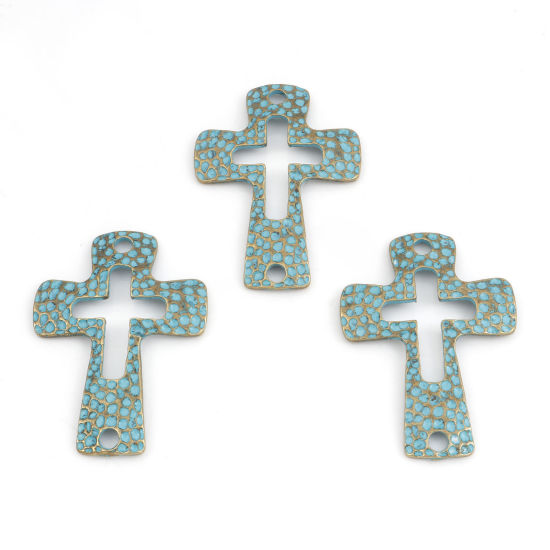 Berlock / Connector - Kors,  Platina Antikbrons - 2