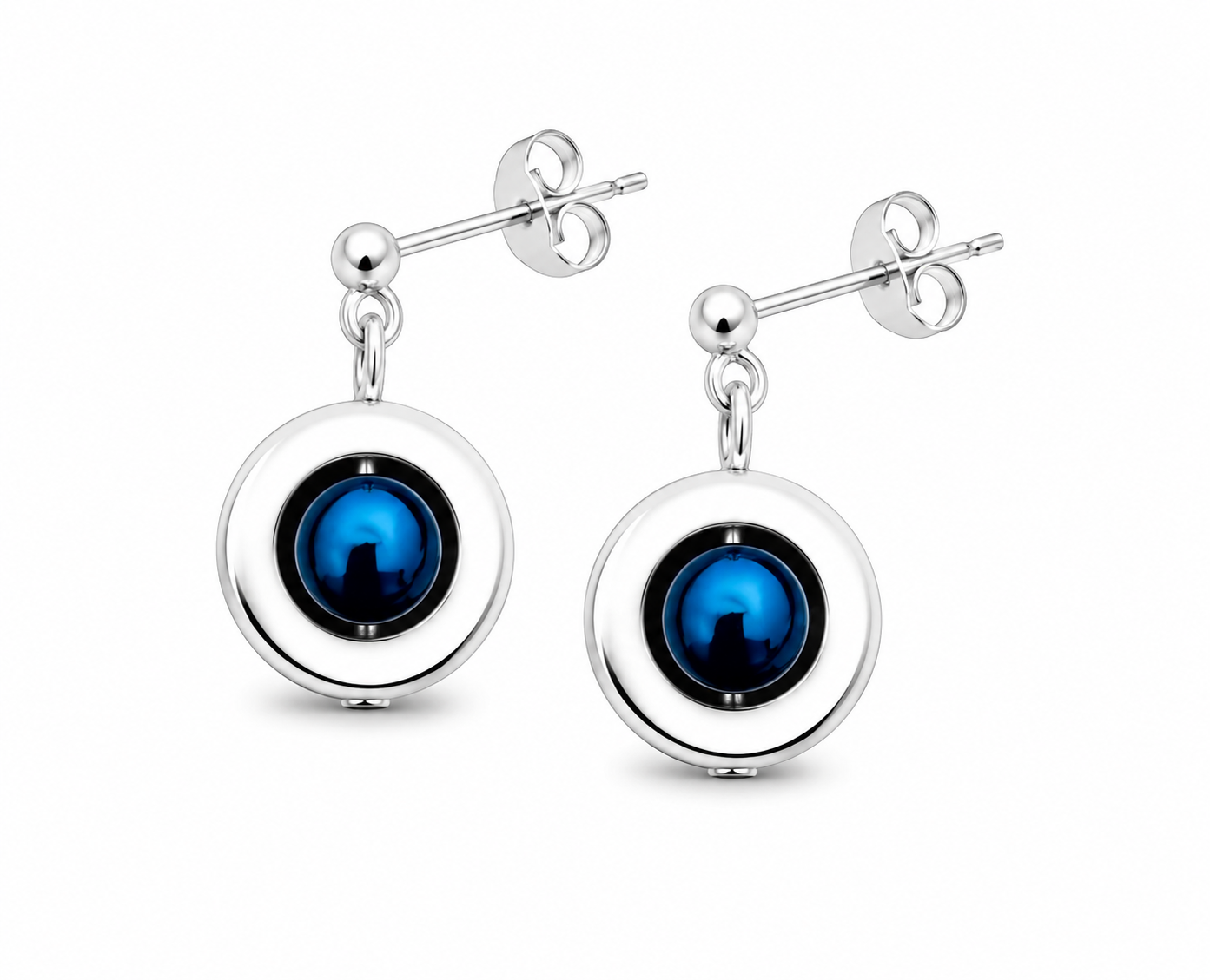 Set Necklace and Earrings Blue Hematite  - 3