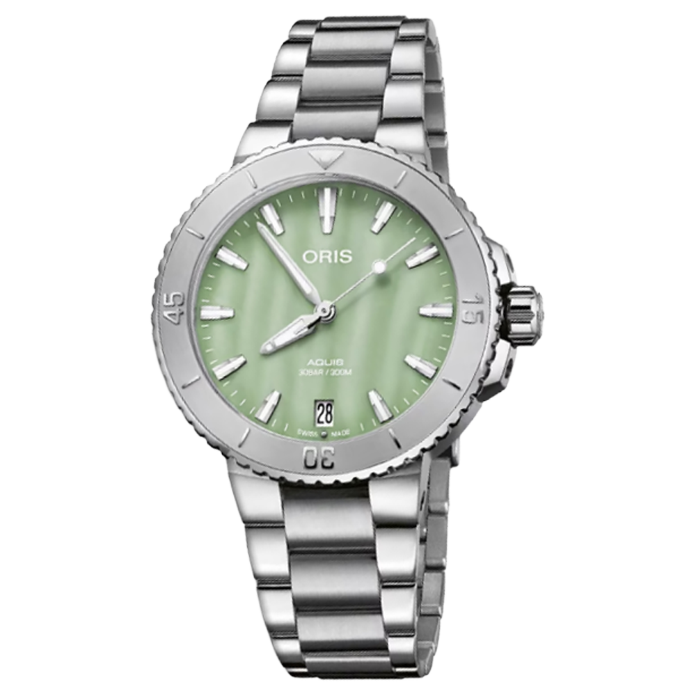 01 733 7770 4157-07 8 18 05P Oris Aquis Date 36,5 grön