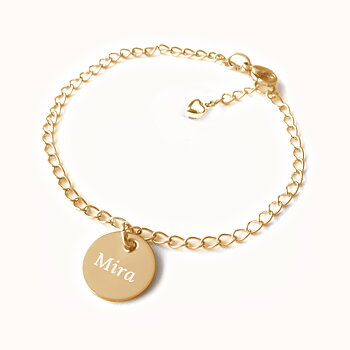 Guld Coin, Barn armband med gravyr - Rostfritt Stål