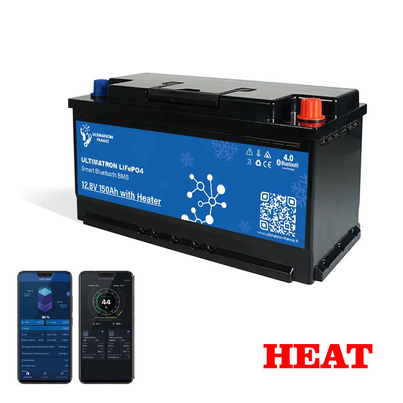 LiFePO4 Batteri 12 Volt 150 Ah , BMS , Bluetooth App , under sätet , HEAT , BMS , APP