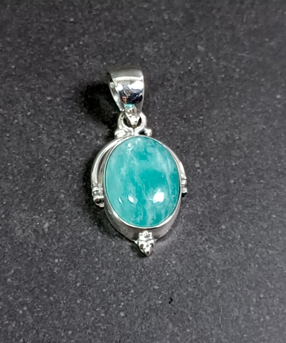 Amazonit Cabochon Hänge i Äkta Silver