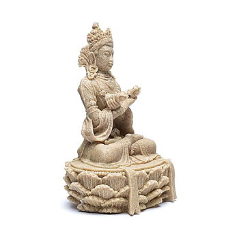 Buddha statue with dorje and bell sand colour 17 cm