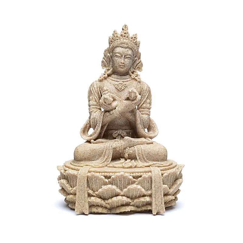Buddha statue with dorje and bell sand colour 17 cm