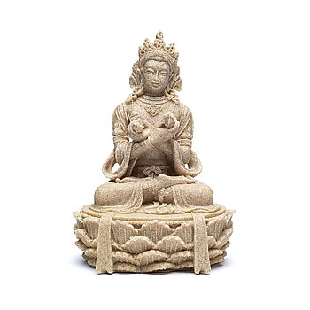 Buddha statue with dorje and bell sand colour 17 cm