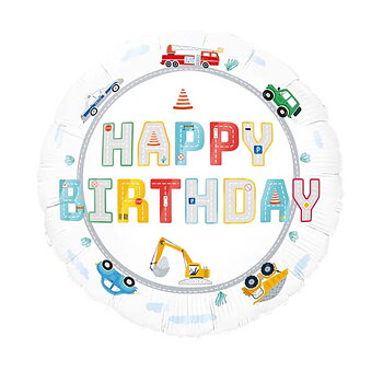 Folieballong - bilar "Happy Birthday"  -1