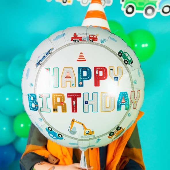 Folieballong - bilar "Happy Birthday"
