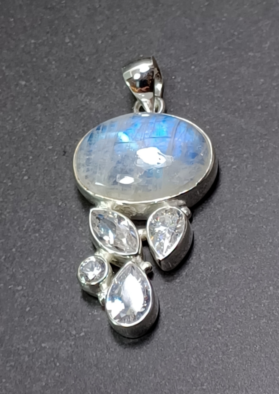 Cabochon Hänge i Äkta Silver med Fascettslipad stenar - 4