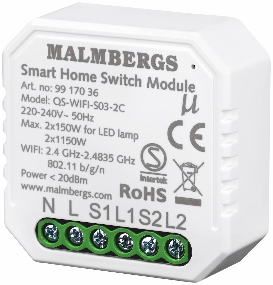 MALMBERGS WiFi Smart Modul On/Off 2-Kanal / Kron