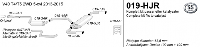 2,5" sportavgassystem V40 13-15 5 cyl - 2