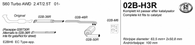 2,5" sportavgassystem  S60 turbo, halvsats - 2