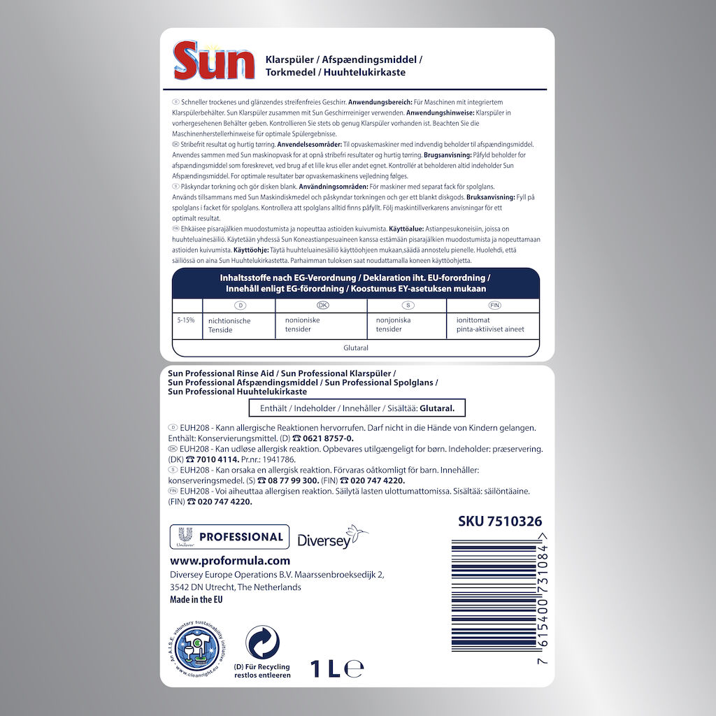 Sun Pro Formula Rinse Aid 1L - 3
