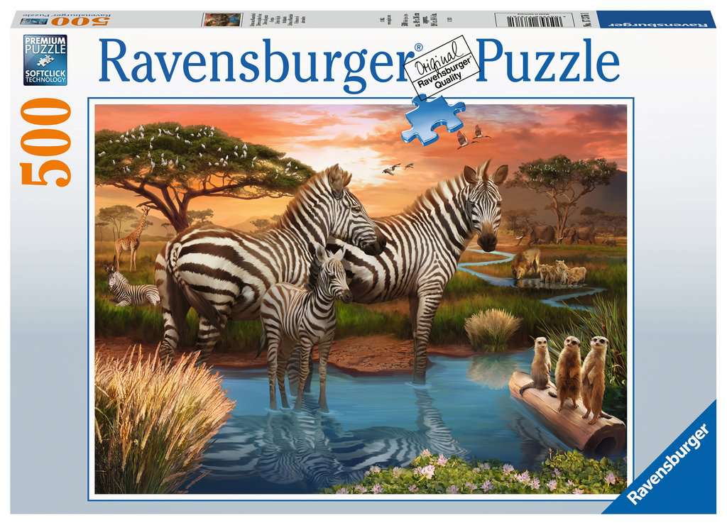 Zebros at the Waterhole - 500 Bitar Ravensburger - 2