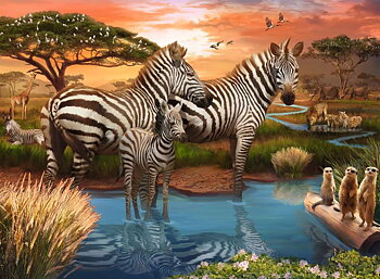 Zebros at the Waterhole - 500 Bitar Ravensburger