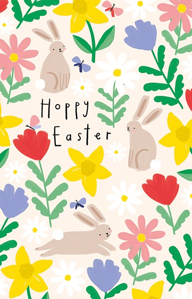 Daffodils & Bunnies, Pack of 6 Greeting Cards and Envelopes