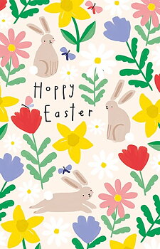 Daffodils & Bunnies, Pack of 6 Greeting Cards and Envelopes