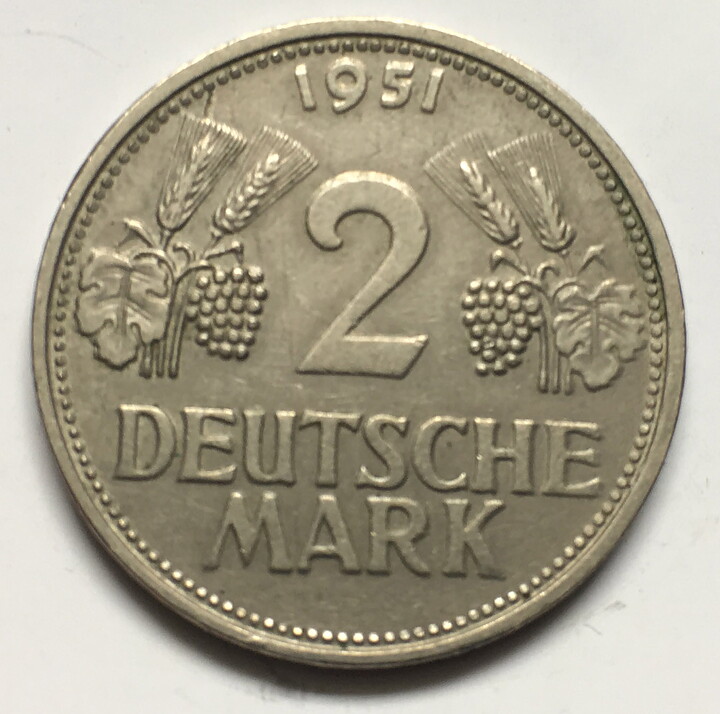 Tyskland 2 mark 1951 G 1/1+