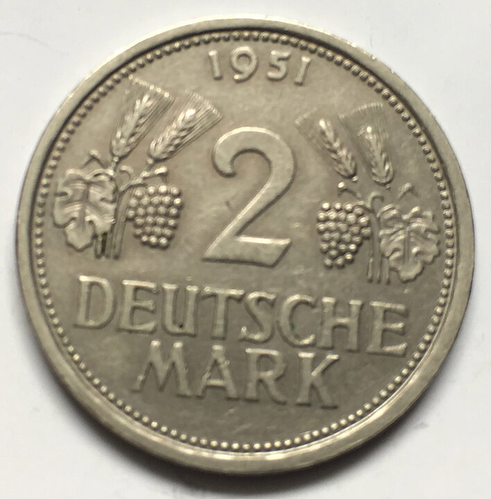Tyskland 2 mark 1951 J 1+