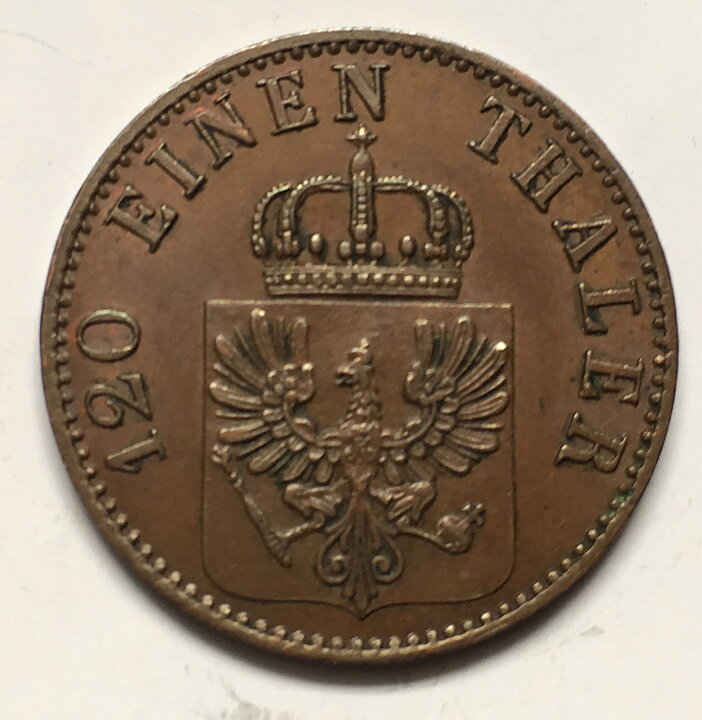 Tyskland Preussen 3 pfennig 1864 1+/01