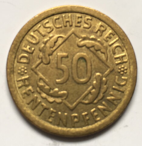 Tyskland Weimar 50 rentenpfennig 1924 A god 1+