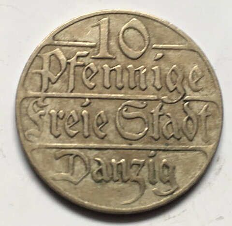 Polen Danzig 10 pfennig 1923 1/1+