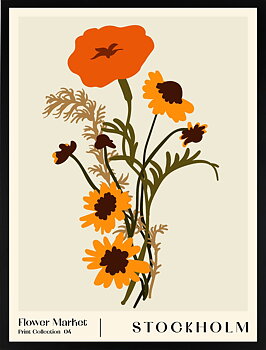 Posters Flower market Stockholm 30X40cm