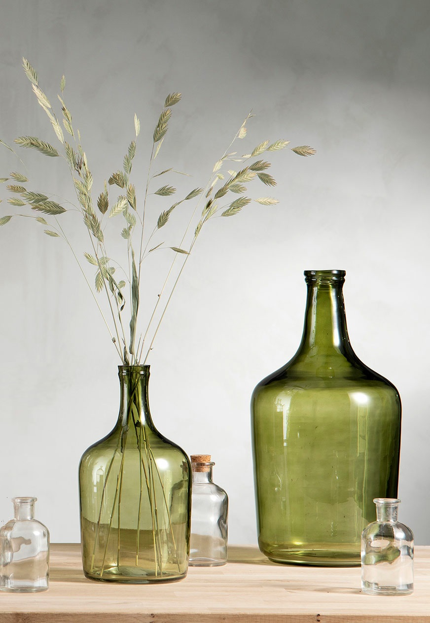 Bottle - Glass bottle - Green - Ø13x25 cm - 2