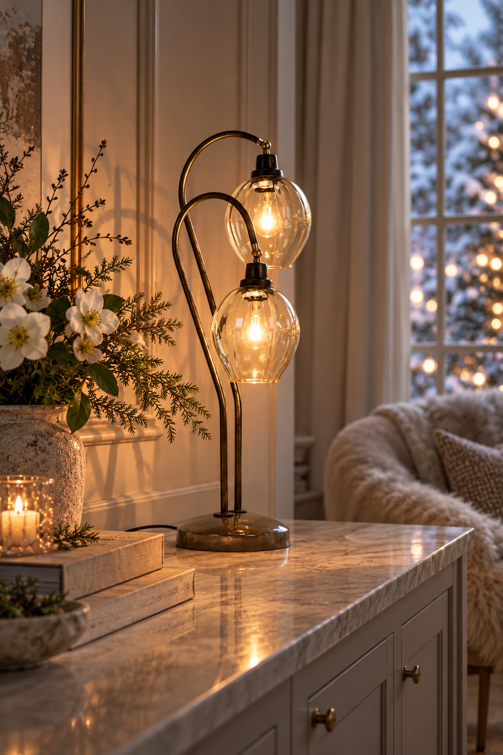 Bordslampa - Duo - Olive - 36x20,2x74,5 cm