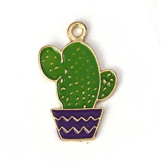 Berlock -  Enameld  Cactus Pot, 28mm